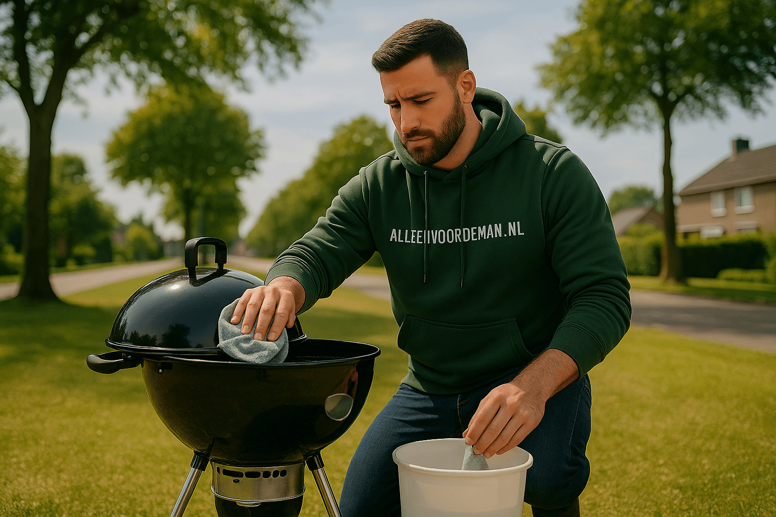 Man poetst bbq