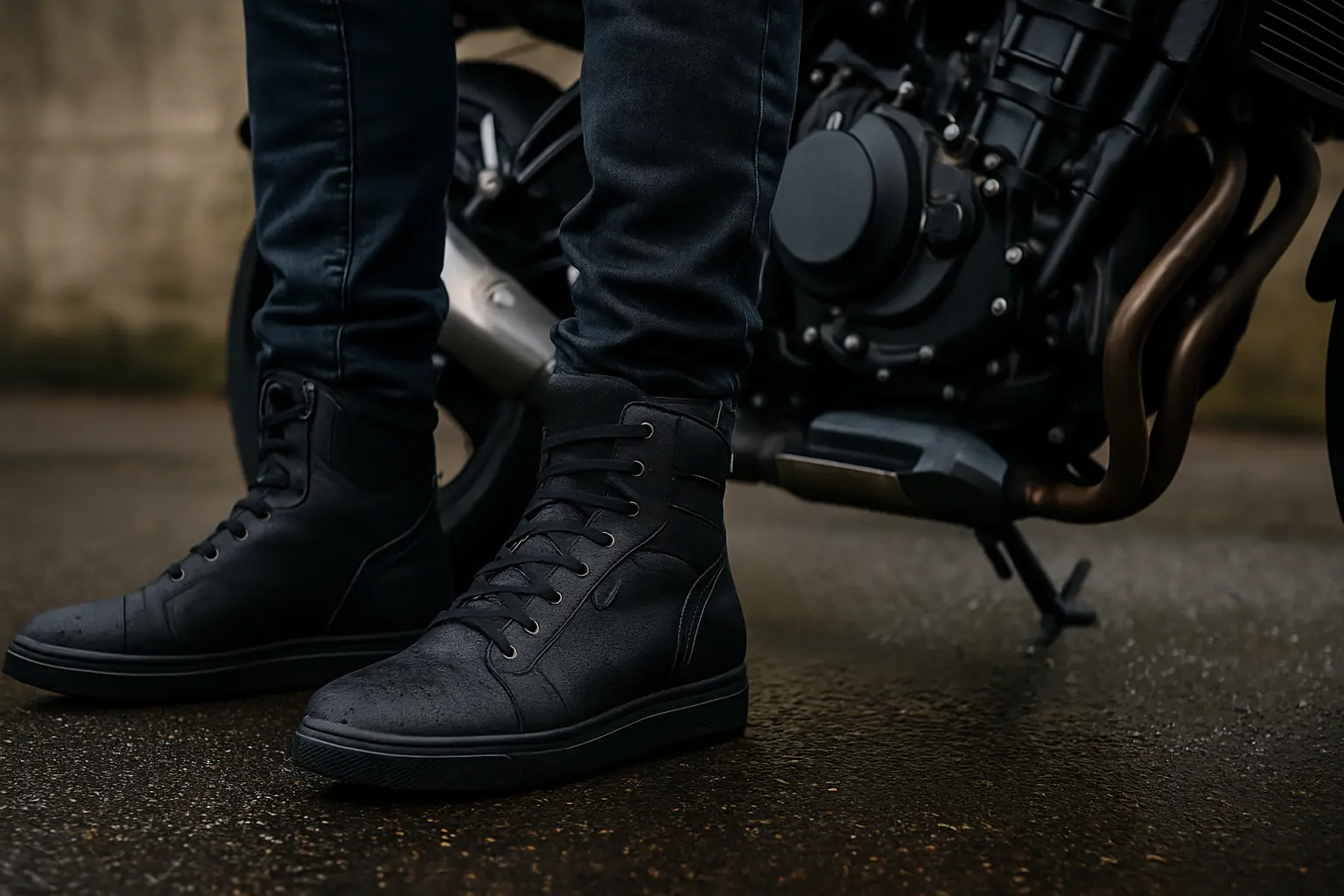 Motorschoenen close up